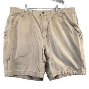 Duluth Trading co Men's Chino Shorts Tan Size 38 Cotton Blend Slash Pockets